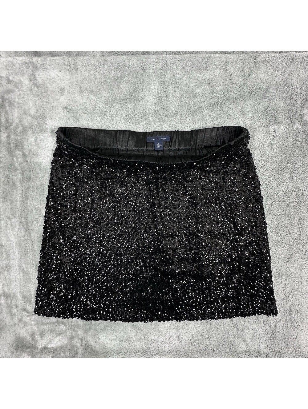Tommy Hilfiger Women’s Sz M Black Sequin Mini Skirt  Sparkly Party Holiday Event